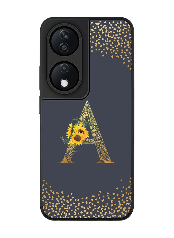 Stylizedd Rugged Black Edge Case for Honor X7b, Slim fit Case Cover - Custom Monogram Initial Letter Mandala Floral Pattern Alphabet - A (Grey )  - Image 1