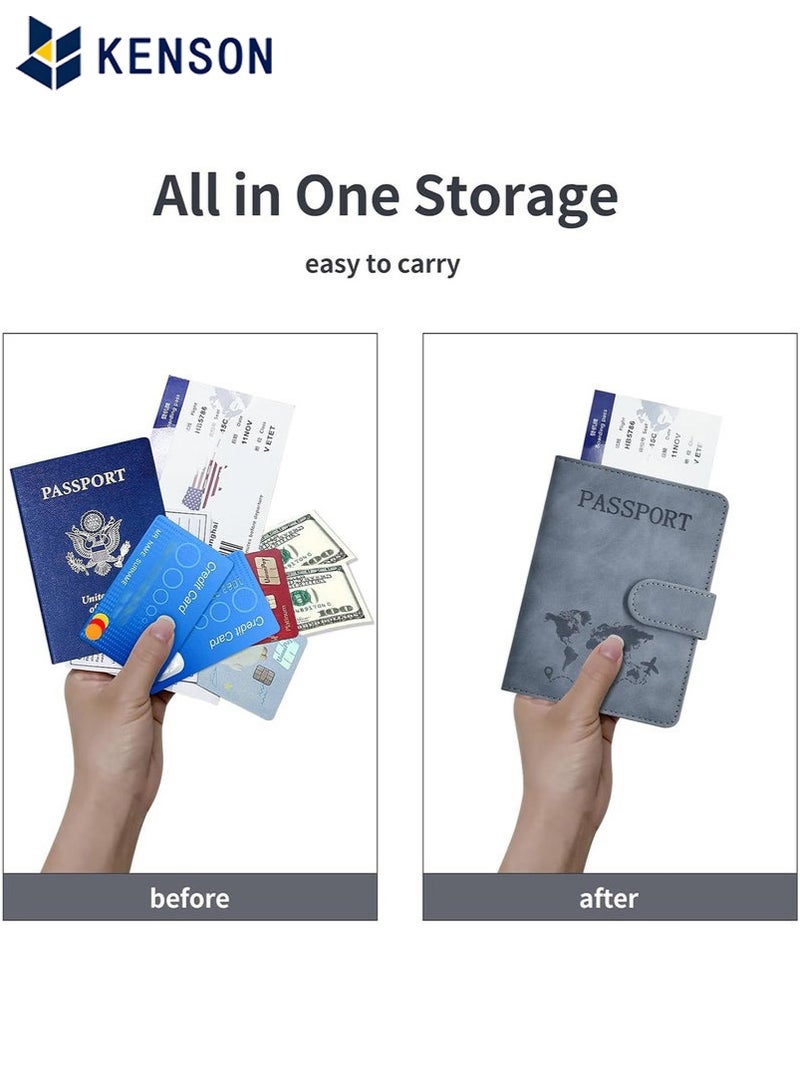 KENSON Passport Holder for Travel Essentials, Passport Wallet Cover Case for Travel Must Haves Accessories,Passport Book Holders for Women and Men Grey - Image 5