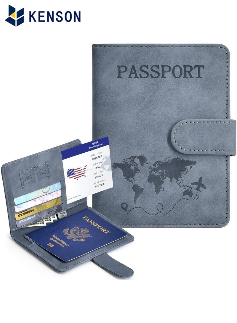 KENSON Passport Holder for Travel Essentials, Passport Wallet Cover Case for Travel Must Haves Accessories,Passport Book Holders for Women and Men Grey - Image 2