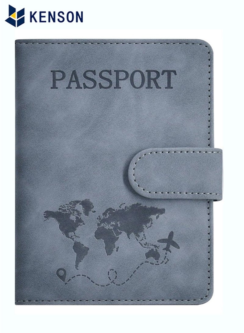 KENSON Passport Holder for Travel Essentials, Passport Wallet Cover Case for Travel Must Haves Accessories,Passport Book Holders for Women and Men Grey - Image 1