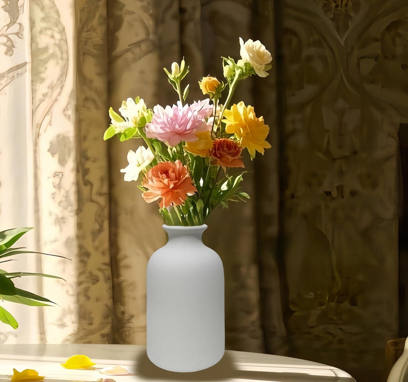OTDCGI Ceramic White Small Vase, Dry Flower Vases Minimalism Style for Modern Table Shelf Home Decor, Fit for Fireplace Bedroom Kitchen Living Room Centerpieces Office Desk Gift (White, Small) - Image 3