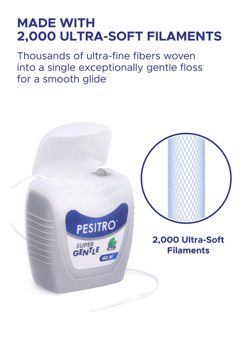 PESITRO Super Gentle Floss – Mint-Coated Ultra-Soft 2,000-Filament Dental Floss for Sensitive Gums & Comfortable Daily Cleaning - Image 3