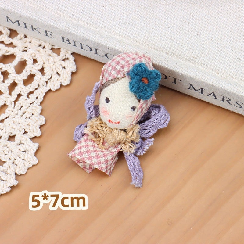 New Forest Girl Avatar Brooch Accessories Fabric Knitted Flowers Cartoon Girl Doll Accessories Clothing Accessories - Image 1