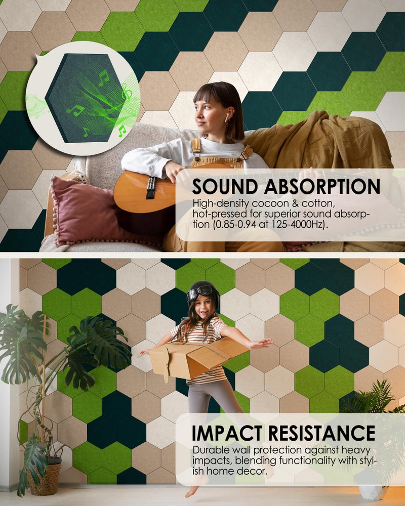 MaxGear 8Pcs Hexagon Felt Cork Board Tiles, Green Self-Adhesive DIY Bulletin Board Pin Board for Office School Home Wall Decor Stickers Photos Display Memos - Image 5
