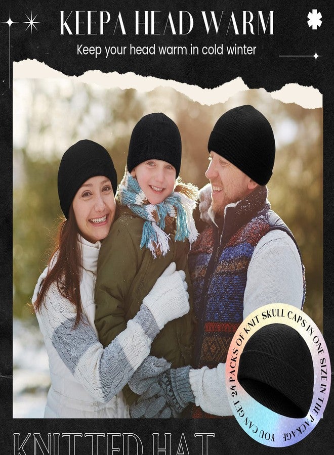 Tarpop 24 Winter Beanie Hats Knit Skull Cap Cold Weather Warm Knitted Cuffed Skull Beanie Bulk for Men Women (6.3 x 10.24 in, Black) - Image 5
