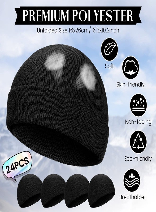 Tarpop 24 Winter Beanie Hats Knit Skull Cap Cold Weather Warm Knitted Cuffed Skull Beanie Bulk for Men Women (6.3 x 10.24 in, Black) - Image 3