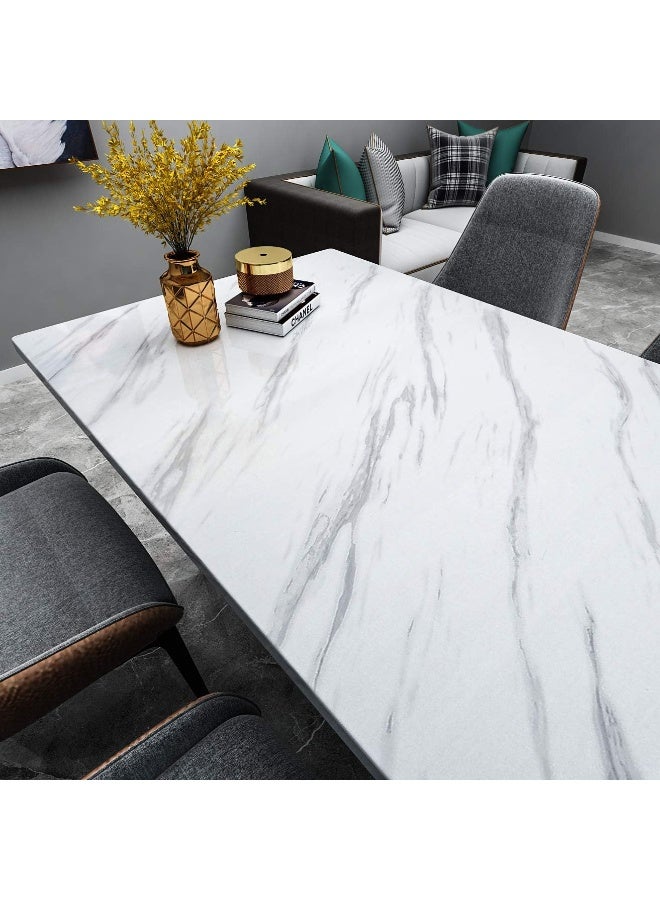 White Marble Self-Adhesive Wallpaper Roll – Waterproof & Oil-Proof Vinyl Wrap for Kitchen Countertop, Furniture, and Walls – 5M x 60CM - Image 5