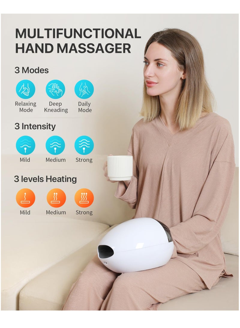 Excefore - Roller Kneading Hand Massager for Arthritis and Carpal Tunnel Relief, Cordless Electric Hand Massager with Heat and Compression - Hand, Wrist, and Finger Massager-Ideal Gifts for Women/Men, White - Image 1