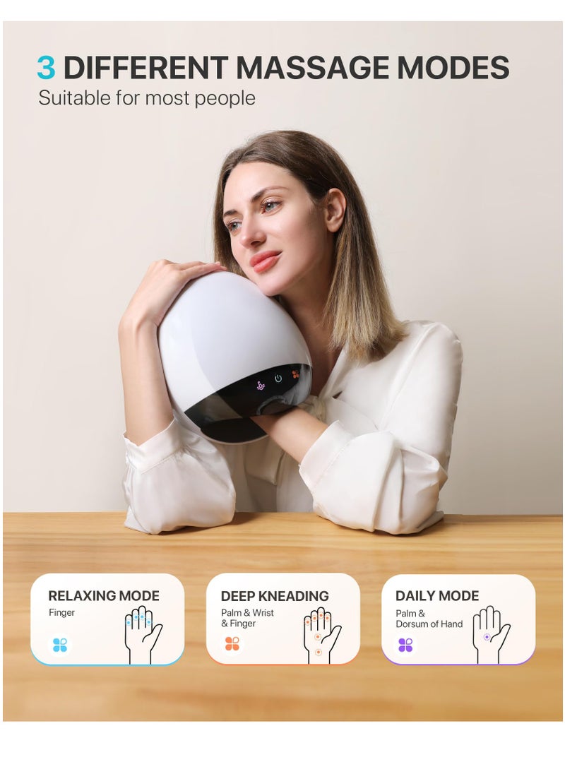 Excefore - Roller Kneading Hand Massager for Arthritis and Carpal Tunnel Relief, Cordless Electric Hand Massager with Heat and Compression - Hand, Wrist, and Finger Massager-Ideal Gifts for Women/Men, White - Image 1