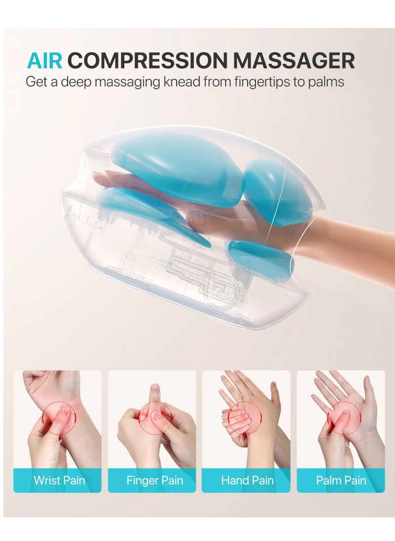 Excefore - Roller Kneading Hand Massager for Arthritis and Carpal Tunnel Relief, Cordless Electric Hand Massager with Heat and Compression - Hand, Wrist, and Finger Massager-Ideal Gifts for Women/Men, White - Image 1