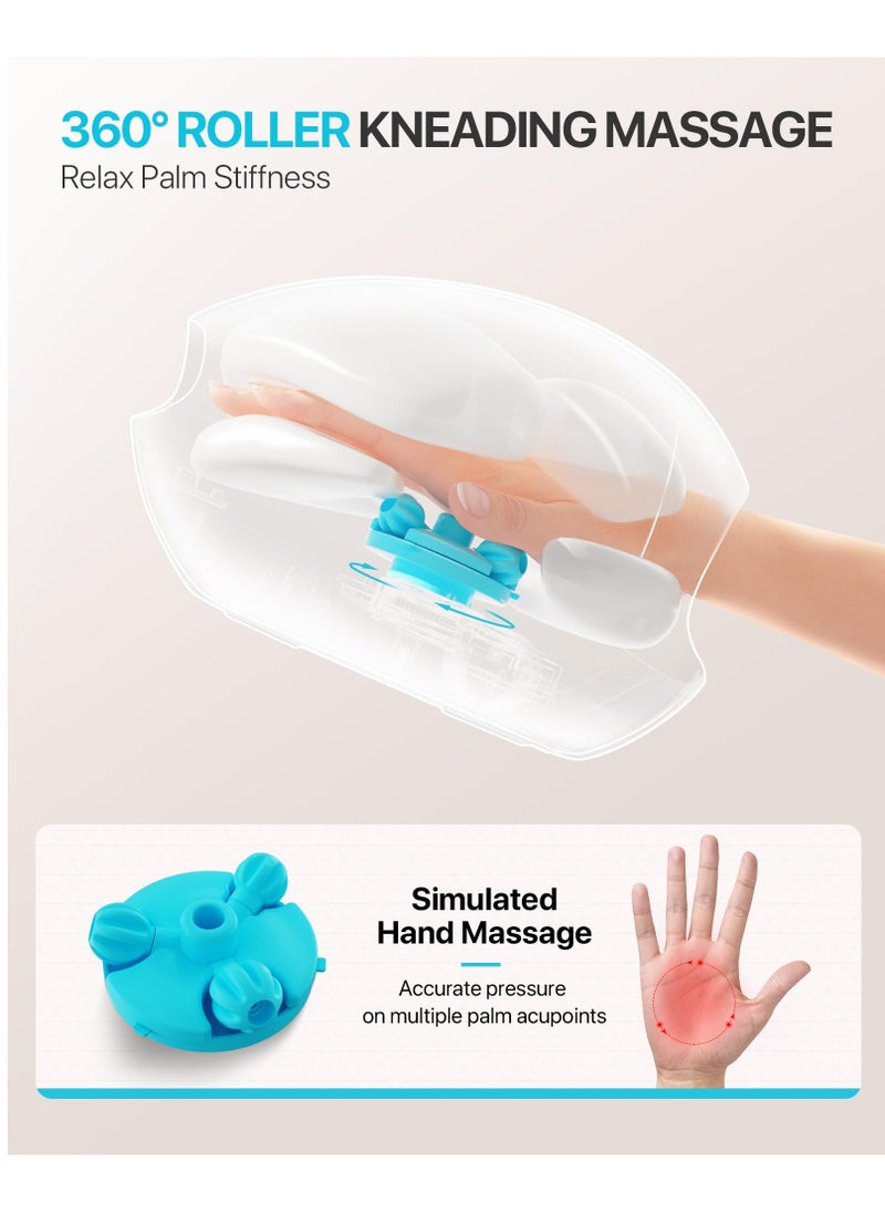 Excefore - Roller Kneading Hand Massager for Arthritis and Carpal Tunnel Relief, Cordless Electric Hand Massager with Heat and Compression - Hand, Wrist, and Finger Massager-Ideal Gifts for Women/Men, White - Image 1
