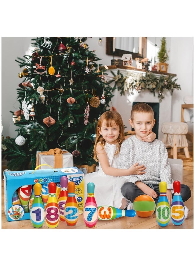 DAT Soft Bowling Set Toy with Number Pins & Soft Ball, 10-Piece, Multicolor, for Kids Indoor Play - Image 3
