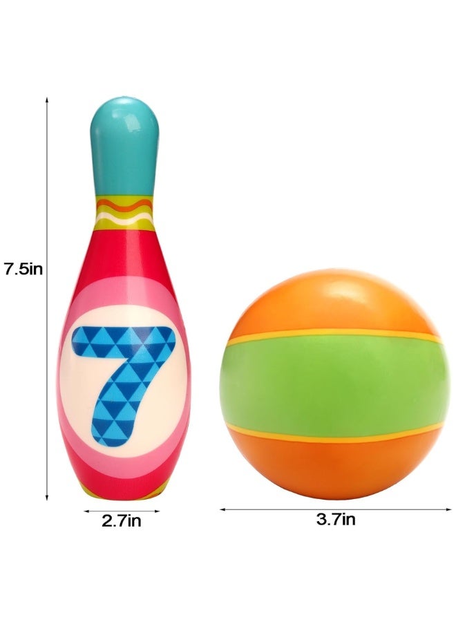 DAT Soft Bowling Set Toy with Number Pins & Soft Ball, 10-Piece, Multicolor, for Kids Indoor Play - Image 5