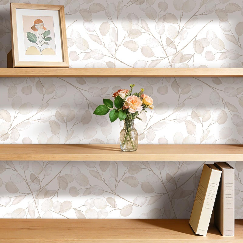 HelloWall Neutral Floral Wallpaper Peel and Stick Beige Cream Tan Ditsy Leaf Farmhouse Botanical Wallpaper Prepasted Removable Contact Paper Adhesive French Country English Cottage Nursery RV 17.5x80 - Image 5