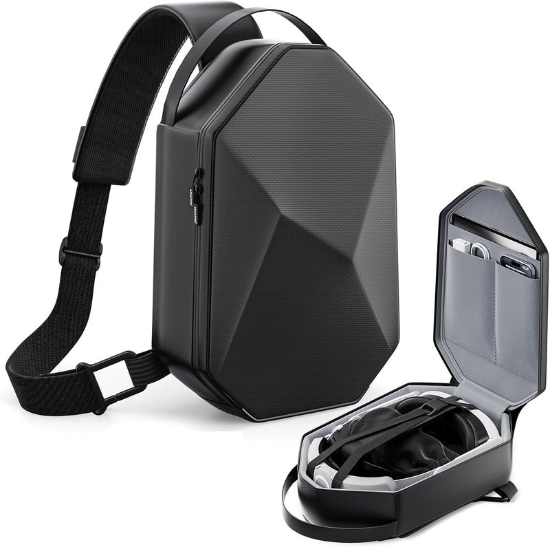 annapro Carrying Case for Oculus Quest 2/Meta Quest Pro, Hard Travel Case for Quest 2/ Meta Quest Pro VR Gaming Elite Strap Headset and Controllers Accessories Crossbody Shoulder Chest Backpack - Image 1