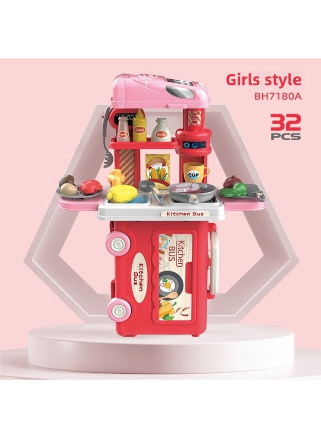 Children's Interactive Simulation Dresser Kitchen Medical Tools Bus Shape Play Toys Birthday Gift-Specifications:7181B-8078 【bus Beauty Home】 0.7kg - Image 4