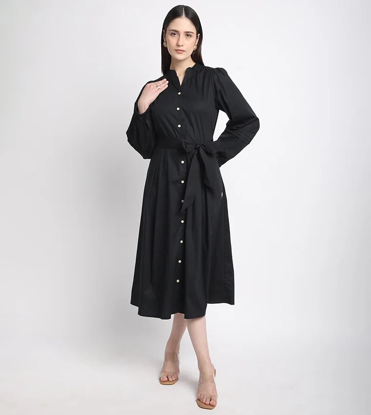 BEVERLY HILLS POLO CLUB Bow Detail Long Sleeves Shirt Dress
