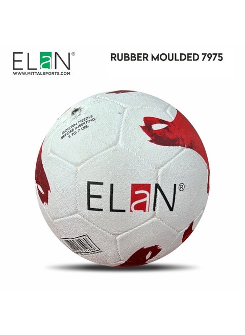 Elan Rubber Moulded Football - Official Size 5 & Weight, White Floral Red Digital Graphic Soccer Ball, High-Grip All-Weather Training Ball For Hard Ground & Street Play (Ages 14+ Years)
