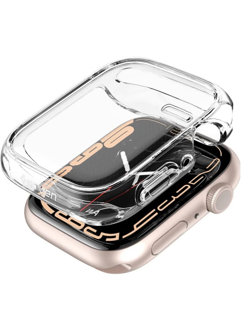 Spigen - Ultra Hybrid for Apple Watch 45mm Case Cover with Built-in Full Coverage Screen Protector (Series 9 / 8 / 7) - Crystal Clear - Image 1
