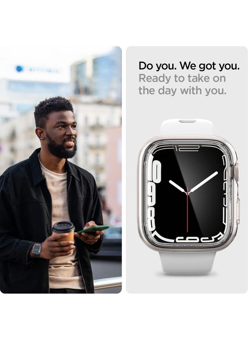Spigen - Ultra Hybrid for Apple Watch 45mm Case Cover with Built-in Full Coverage Screen Protector (Series 9 / 8 / 7) - Crystal Clear - Image 1