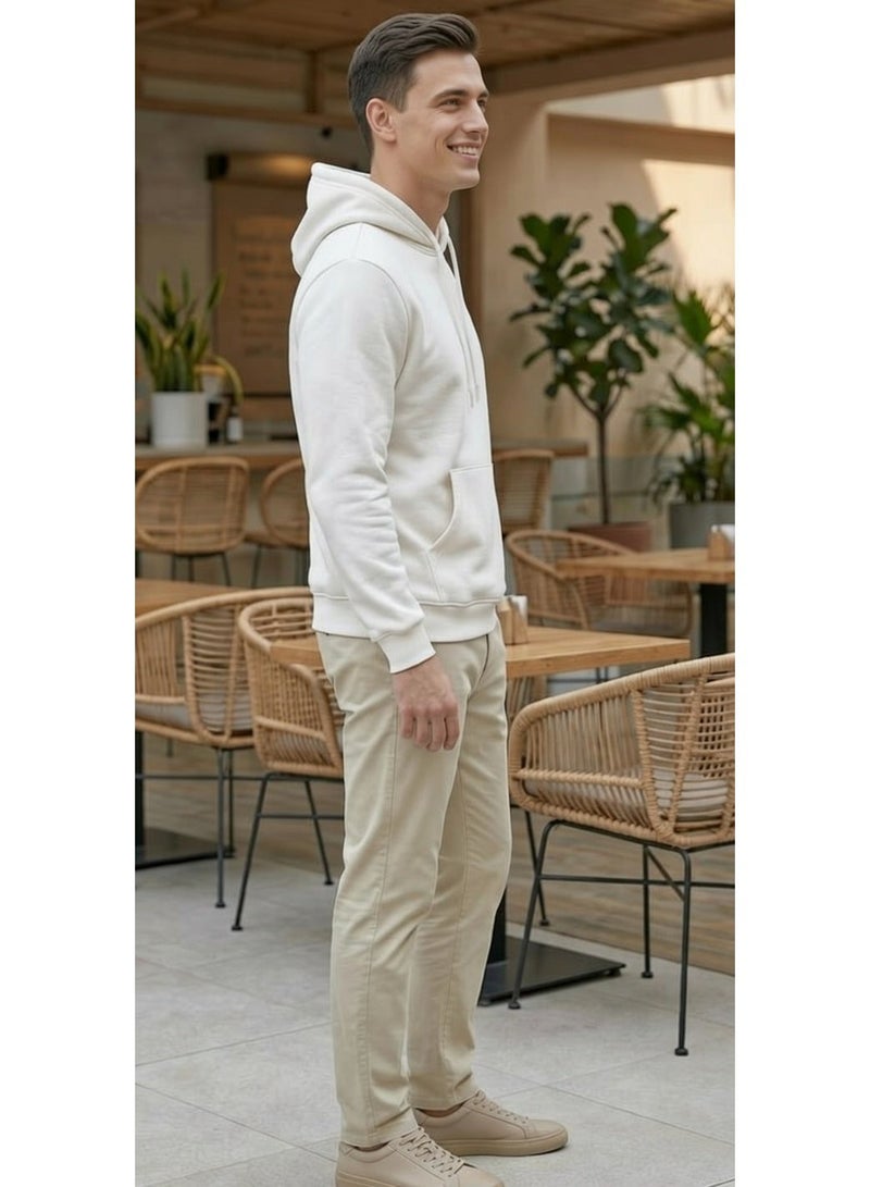 Men's Plain Hoodie with a Large Front Pocket — A trendy and comfortable casual sweatshirt for everyday wear and outings — A practical and stylish look that pairs well with jeans, casual pants, and everyday winter outfits. Code 4201 - Image 3