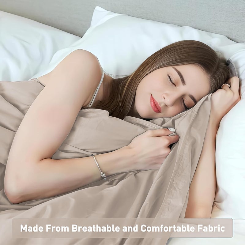 Weighted Idea Cool Removable Duvet Cover 48''x72'' for Weighted Blanket (Soft and Fabric, Almond Milk Grey) - Image 3