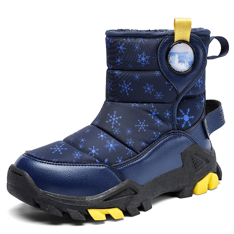 Winter Children'S Cotton Shoes Fleece-Lined Warm Thickened Leather High-Top Anti-Slip Snow Boots For Girls And Boys Snow Shoes For - Image 1