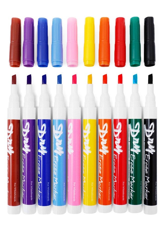 Volcanics Dry Erase Markers Low Odor Chisel Tip Whiteboard Markers Pack of 10,10 Colors - Image 1