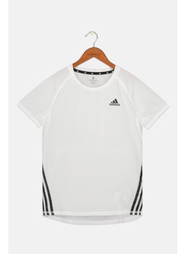 Adidas Kids Girls Sportswear Fit Short Sleeves Training Mesh Top, White  - Image 1