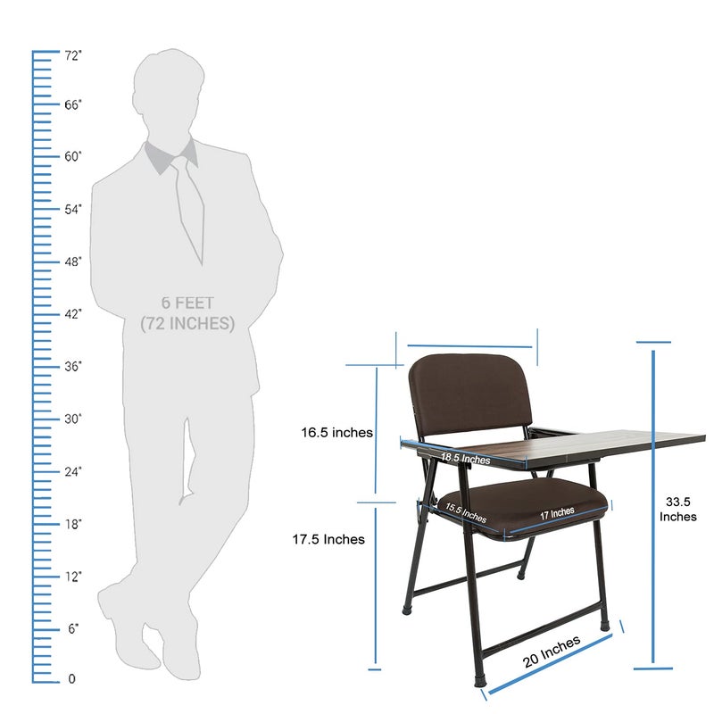 CELLBELL C62 Folding Study Chair with Cushion and Adjustable Writing Pad for All Age for Work from Home Study Tutorial College School Classroom Home Office Educational Centre Black - Image 2