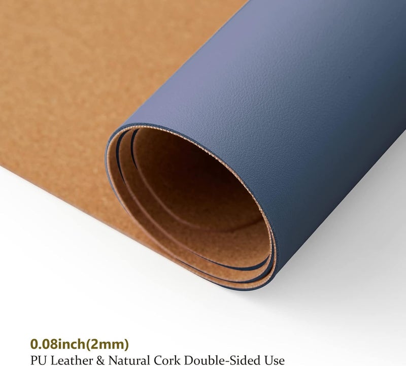 Computer Cork Board Pad - Double-sided Office Home Computer Accessories Finishing Pad, Large Mouse Pad for, Dark Blue - Image 4