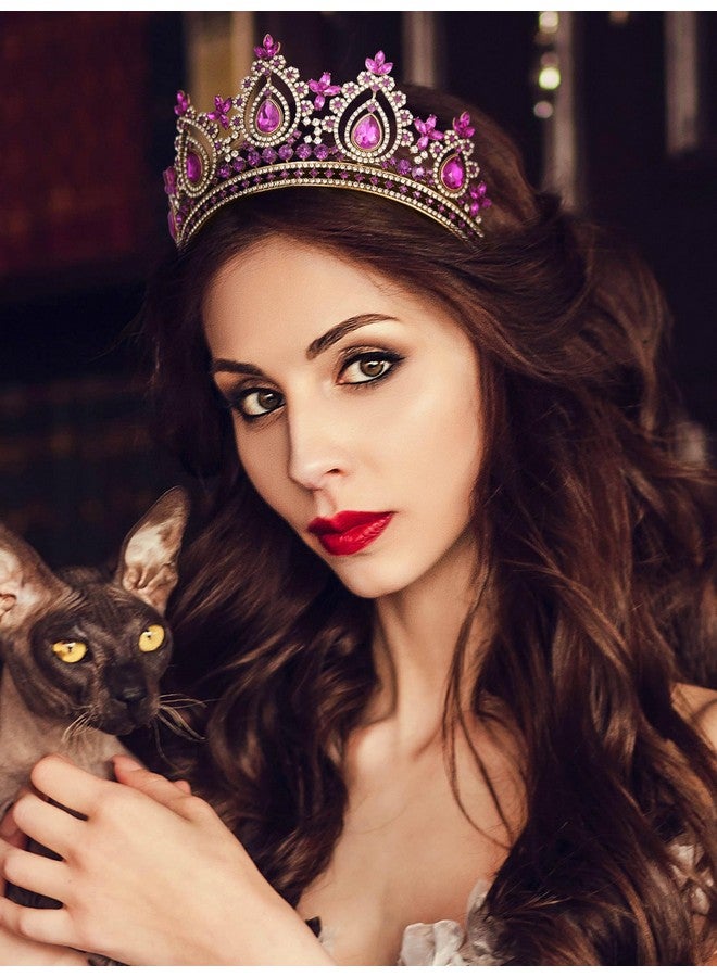 إسكدنيا تاج الملكة للنساء تاج الأميرة الأرجواني تاج كوينسيانيرا تاج المسابقة غطاء رأس من الكريستال لحفلات أعياد الميلاد والحفلات الراقصة - Image 2