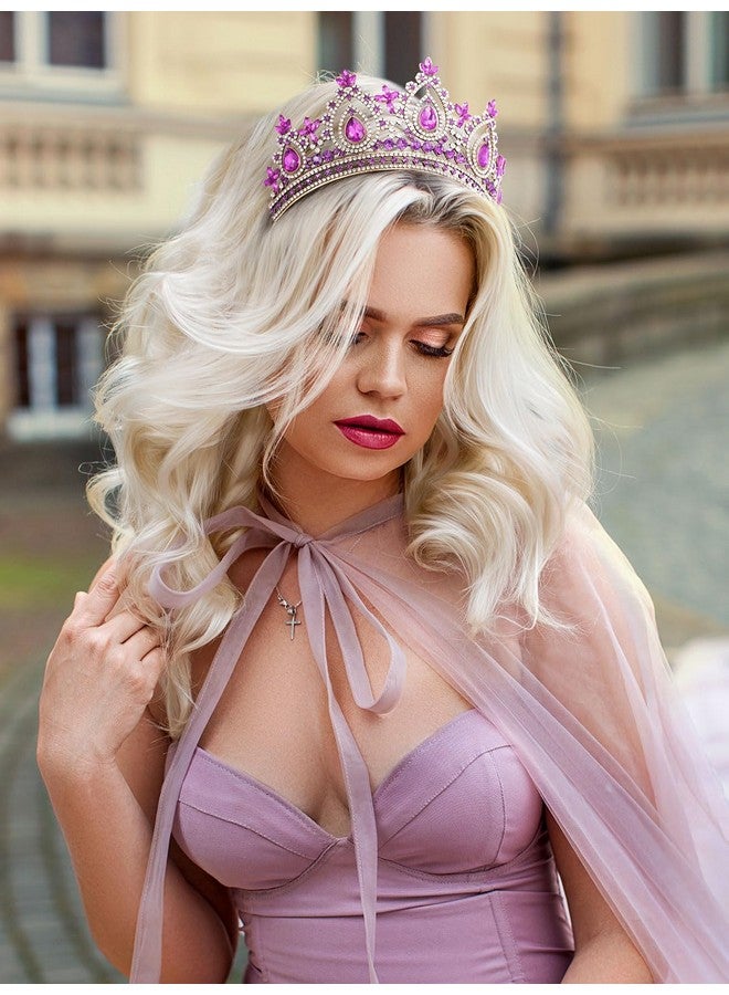إسكدنيا تاج الملكة للنساء تاج الأميرة الأرجواني تاج كوينسيانيرا تاج المسابقة غطاء رأس من الكريستال لحفلات أعياد الميلاد والحفلات الراقصة - Image 3