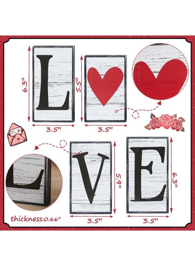 NEWLIGHTURE Valentine's Day Décor 4 PCS Reversible St. Patrick's Day Wood Signs Tiered Tray Mantle Shelf Décor for Valentine Farmhouse Heart Shamrocks Wood Blocks - Image 5