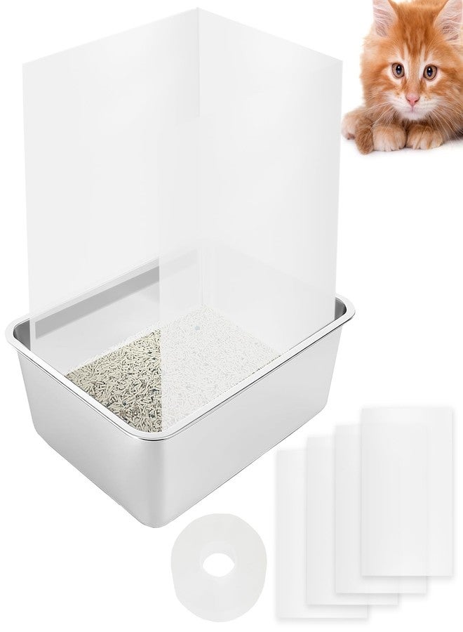 LhyBtm 4 Pack Cat Litter Box Pee Shields Transparent Shield Box Splash Guard Urine Splash Guard for Easy Cleaning for Open Top Litter Pan, 14.5×11.5 Inch, Litter Box Not Included - Image 1