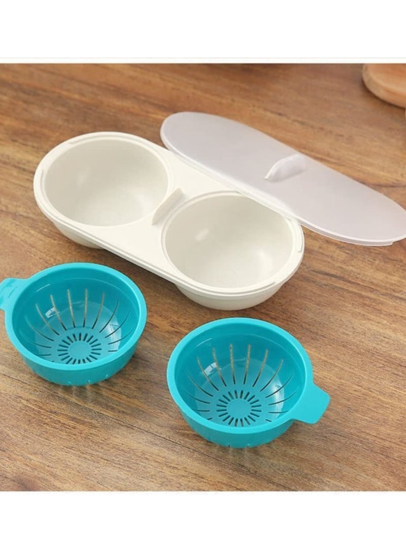 بخار البيض، مقلاة البيض، أكواب تسوية البيض، مصنوعة من مادة PP الغذائية، آمنة ومضمونة، توفر الوقت والجهد، متعددة الوظائف، مناسبة لمطابخ المنازل وأفران البيض المسلوق، باللون الأزرق - Image 3