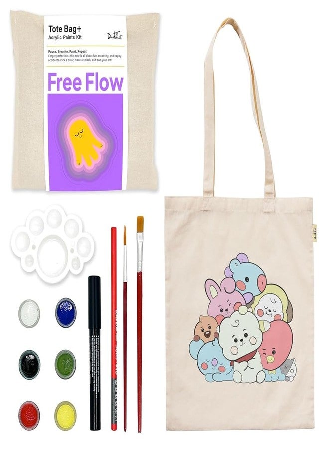 Breatoi Tote Bag Coloring Kit – Free Flow Design | No-Mess DIY Art & Craft Activity for Kids & Adults | Stress-Relief Creative Hobby | Reusable 16x14 Canvas Bag with Coloring Tools - Image 1