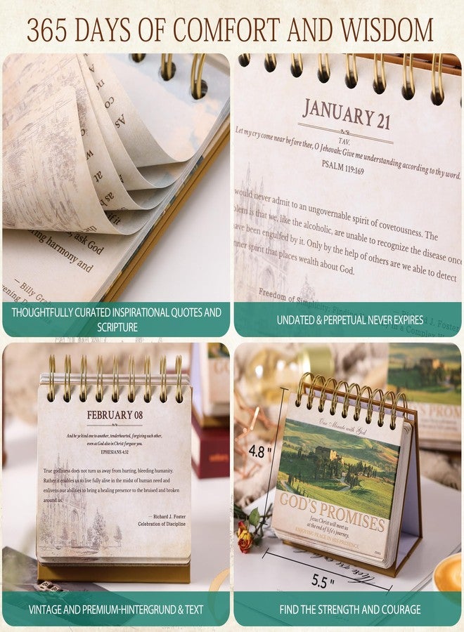 Shoparr Desk Calendar - Christian Gifts/Religious Gifts for Women, Bible Gifts, 4.8" x 5.5", 365 Days of Inspriational Quotes, Flip Calendar for Desk with Thick Paper, Twin-Wire Binding - Promises - Image 4