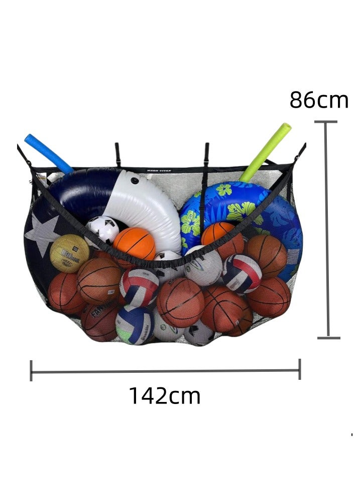 Foldable Hanging Mesh Organizer for Balls, Floats, Water Inflatable Toys & Pool Accessories - Swimming Pool Floats Large Capacity Storage Bag, Wall Hanging, Soft and Light Storage Mesh Bag for Home, Garden, Outdoor Pools, and Water Fun - Black - Image 5