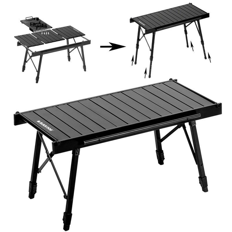 windhike Blackdog Folding IGT Camping Table with Adjustable Leg Portable Outdoor Table for Cooking with Carry Bag Outdoor Camp Kitchen System for Car Camping Picnic RV Trip Patio Backyard BBQ