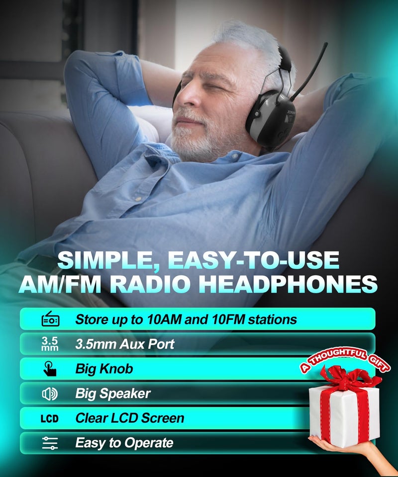 ZOHAN EM042 AM/FM Radio Headphone with Digital Display,Ear Protection Noise Reduction Safety Ear Muffs,Ultra Comfortable Hearing Protector for Lawn Mowing and Landscaping - Yellow - Image 3