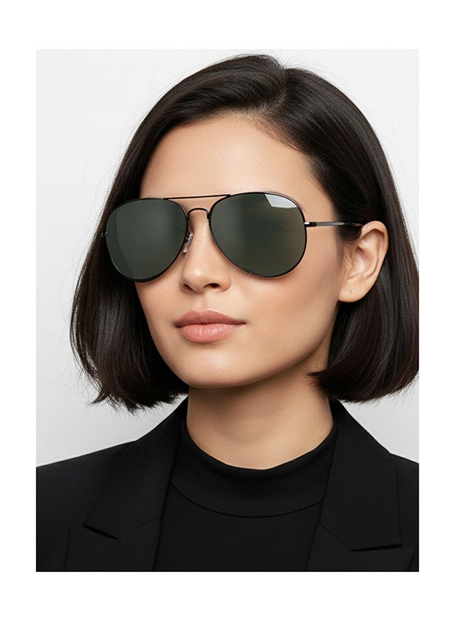 VINCENT CHASE Unisex VINCENT CHASE By Lenskart | Vintage Full Rim Aviator Polarized & UV Protected Sunglasses For Men & Women VC 5158/P - 58mm - Grey - Image 4