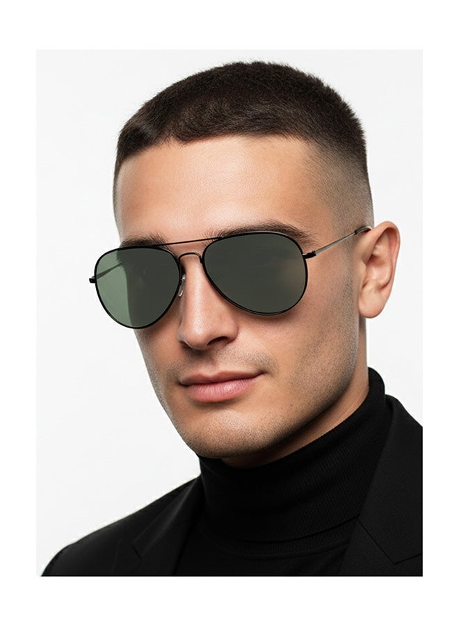 VINCENT CHASE Unisex VINCENT CHASE By Lenskart | Vintage Full Rim Aviator Polarized & UV Protected Sunglasses For Men & Women VC 5158/P - 58mm - Grey - Image 3
