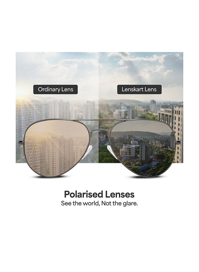 VINCENT CHASE Unisex VINCENT CHASE By Lenskart | Vintage Full Rim Aviator Polarized & UV Protected Sunglasses For Men & Women VC 5158/P - 58mm - Grey - Image 5