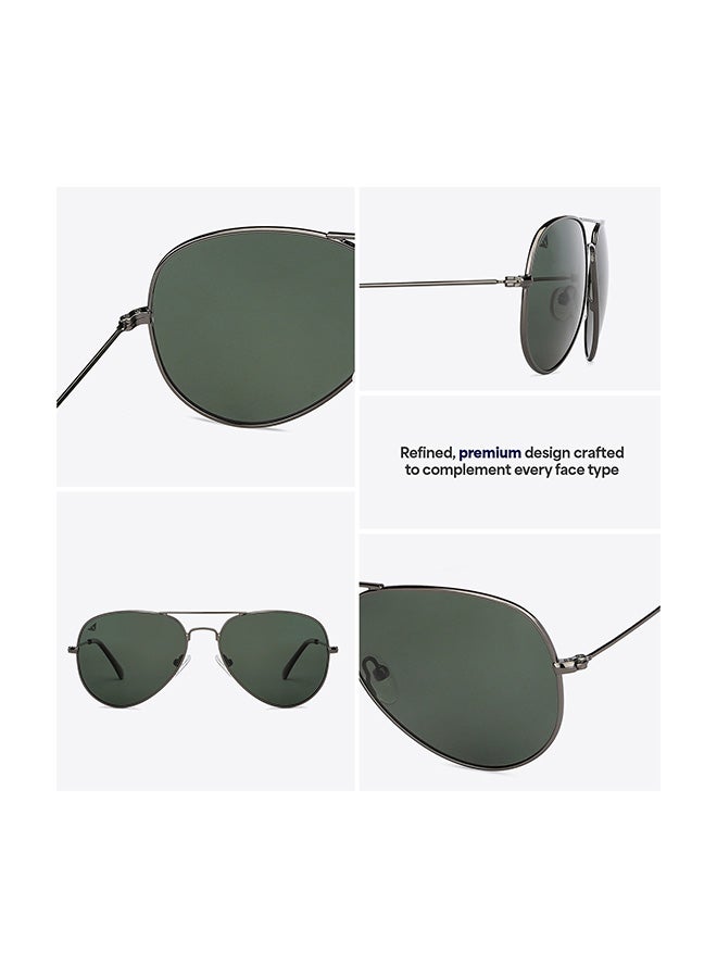 VINCENT CHASE Unisex VINCENT CHASE By Lenskart | Vintage Full Rim Aviator Polarized & UV Protected Sunglasses For Men & Women VC 5158/P - 58mm - Grey - Image 2