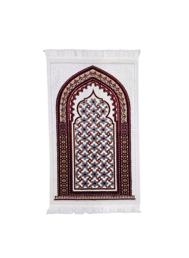 ريف سجادة صلاة إسلامية مخملية بطراز ميغان جودة ممتازة أحمر وأبيض 70 × 110 سم MEGANES103662RED - Image 1