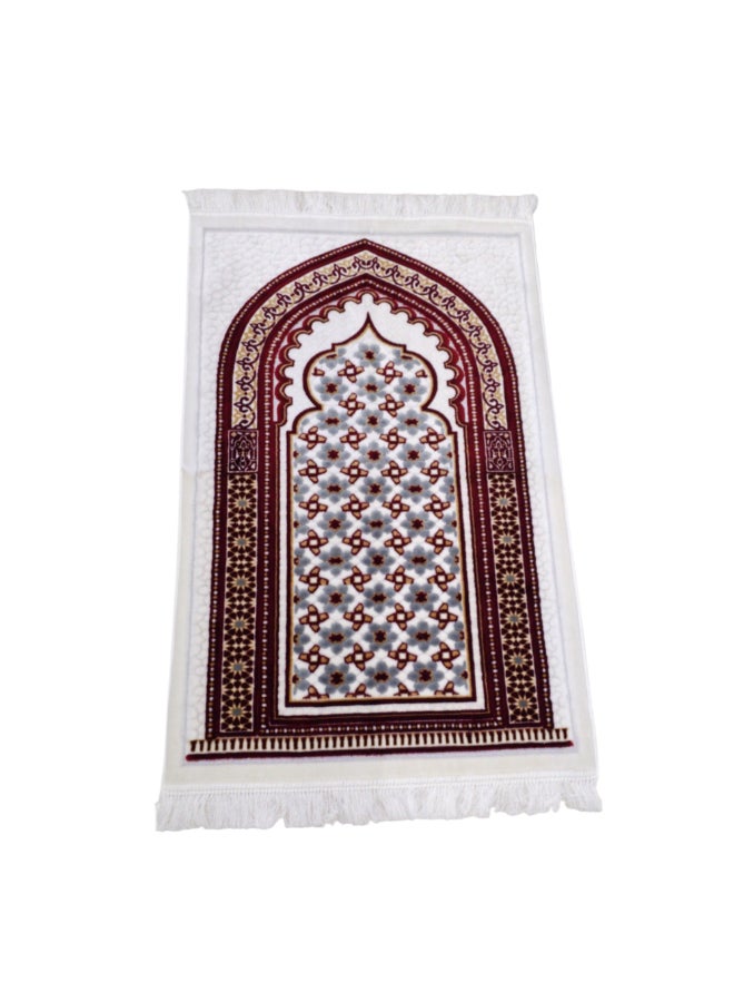 ريف سجادة صلاة إسلامية مخملية بطراز ميغان جودة ممتازة أحمر وأبيض 70 × 110 سم MEGANES103662RED - Image 2