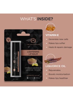 The Man Company The Man Company Lightening Lip Balm for Men with Vitamin E & Liquorice Oil (0.14 oz), Lightens Darkened Lips, Nourishes, Moisturizes & Hydrates | PABA Free  - Image 2
