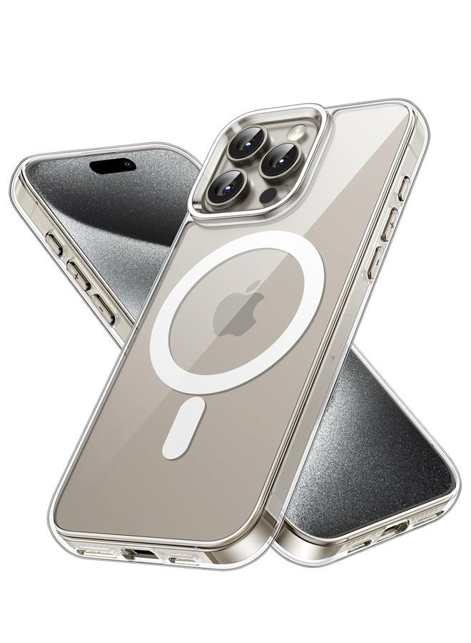 Magnetic Case for iPhone 15 Pro 6.1-Inch Compatible with MagSafe Wireless Charging, Shockproof Phone Bumper Cover, Anti-Scratch Clear Back (Clear) - Image 1
