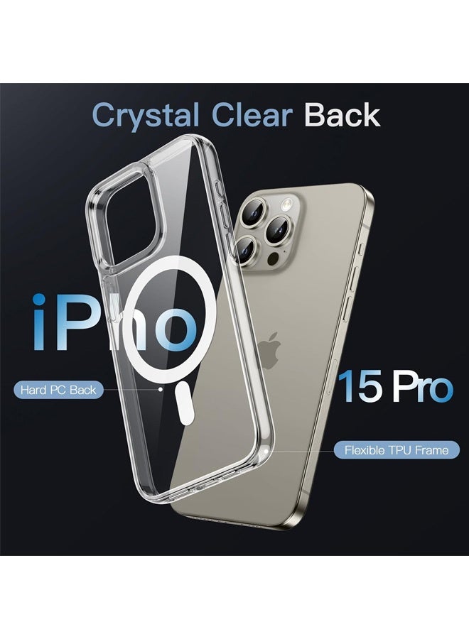 Magnetic Case for iPhone 15 Pro 6.1-Inch Compatible with MagSafe Wireless Charging, Shockproof Phone Bumper Cover, Anti-Scratch Clear Back (Clear) - Image 3